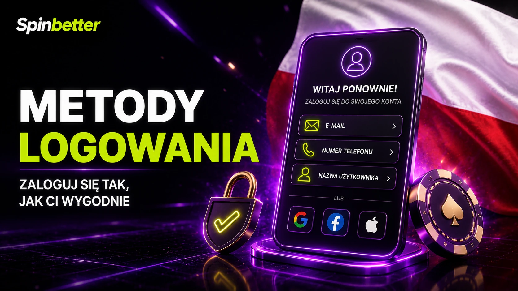 Logowanie e-mailem, numerem telefonu lub nazwą użytkownika na ekranie telefonu